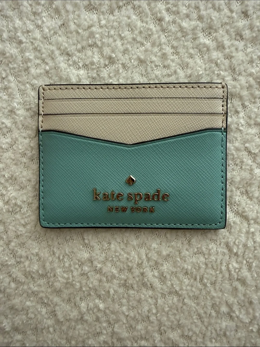 kate spade Two-Tone Mint and Beige Card Holder